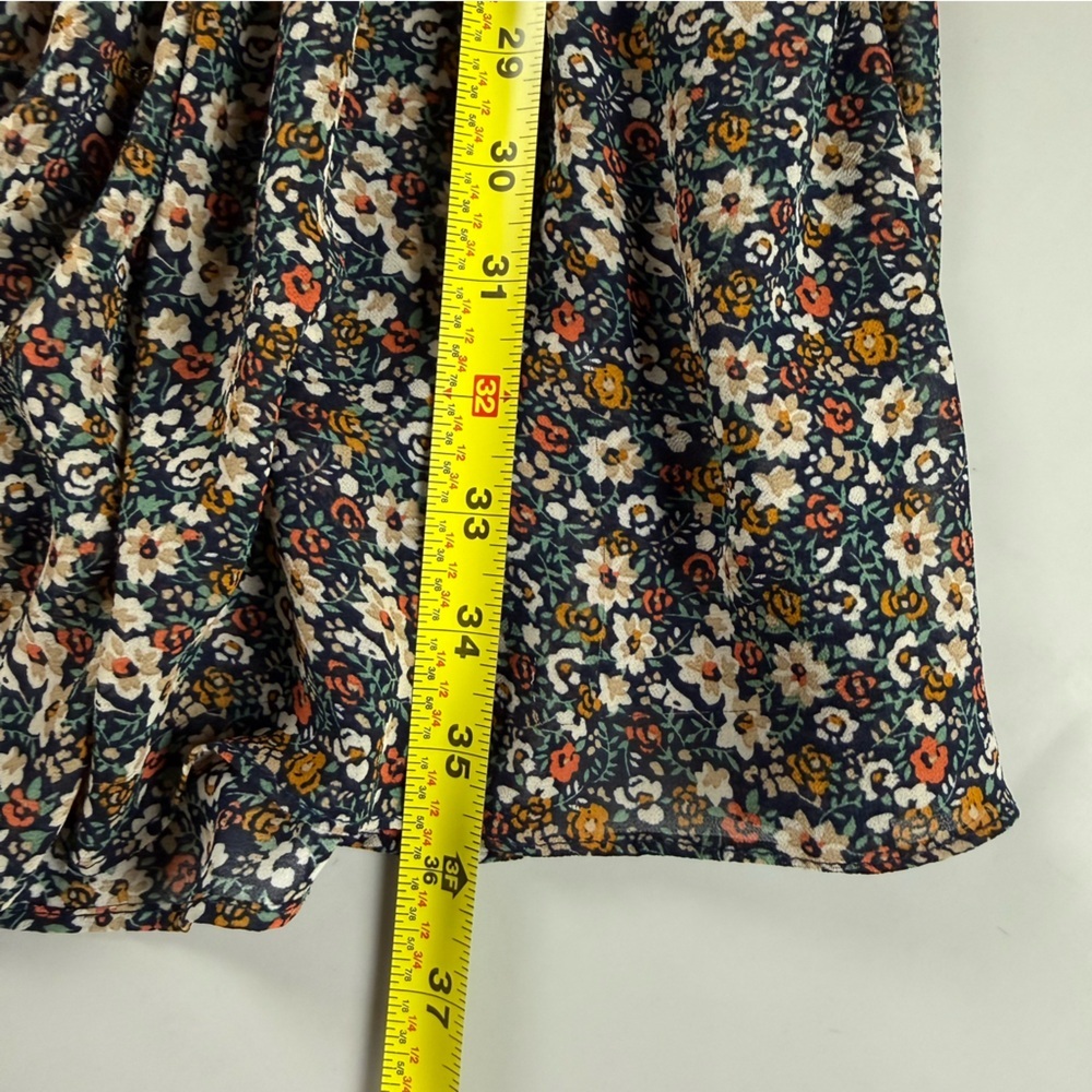 Umgee Floral Ruffle Mini Dress Boho Cottagecore Long Sleeve Navy Women’s Large - Picture 8 of 10